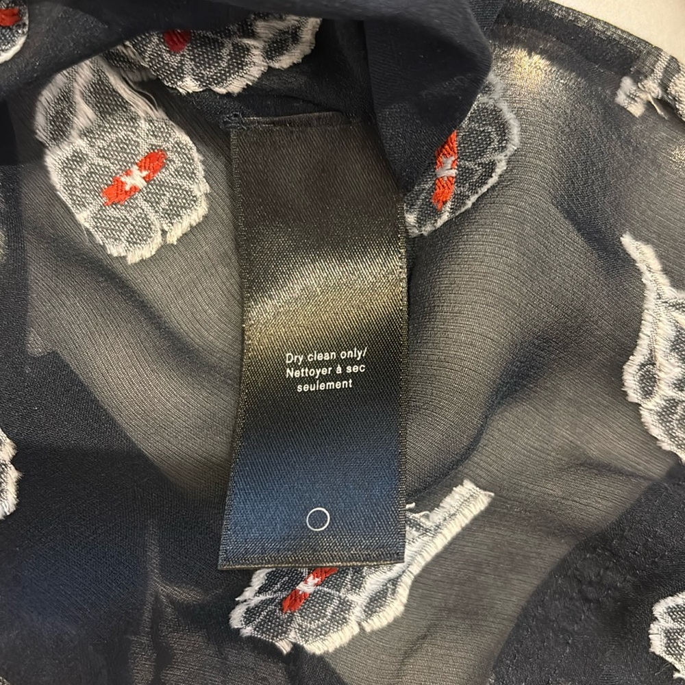Rag & Bone Sheer Floral Silk Blouse Top Size S Blue & White - Picture 15 of 16